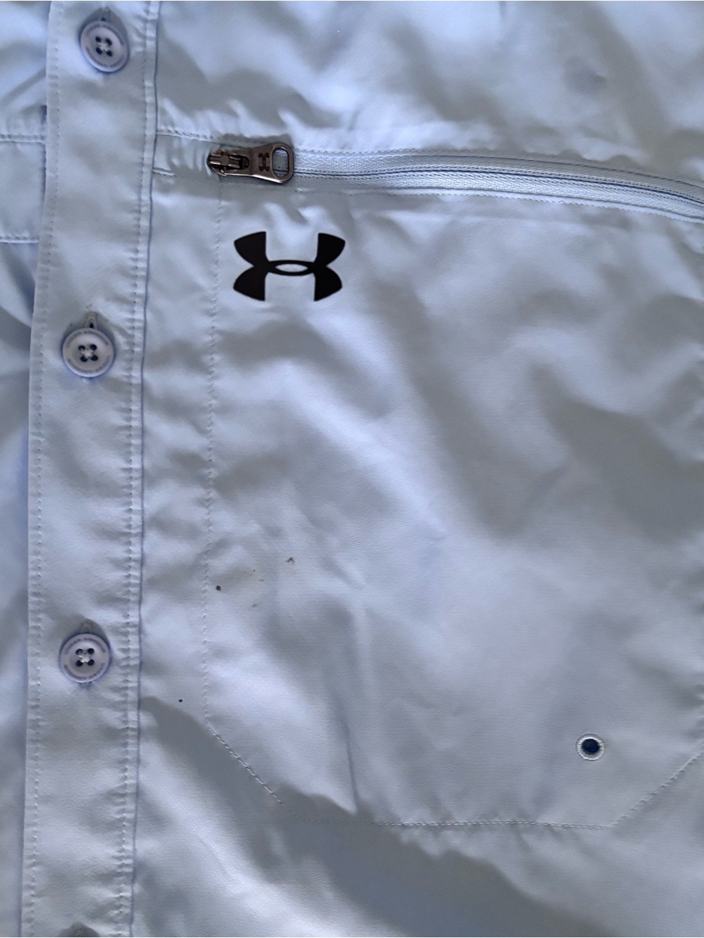 Under Armour Light Blue Short-Sleeve Button-Up Performance Shirt Large - Picture 2 of 9